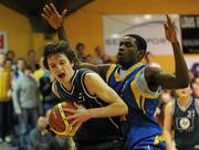 30 January 2010; Colm O’Hagan, Maree, Galway, in action against Kunle Oyateru, UCD Marian, Dublin. Men’s Under-20 National Cup Final, UCD Marian, Dublin v Maree, Galway, National Basketball Arena, Tallaght, Dublin. Photo by Sportsfile