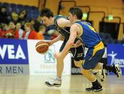 30 January 2010; Liam Conroy, Maree, Galway, in action against Cathal Finn, UCD Marian, Dublin. Men’s Under-20 National Cup Final, UCD Marian, Dublin v Maree, Galway, National Basketball Arena, Tallaght, Dublin. Photo by Sportsfile