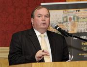 30 January 2010; Liam O’Neill, Chairman of the National Coaching and Games Development, speaking during the 6th annual O'Neills Ulster GAA Coaching & Games Development Conference 2010. The Conference targets coaches who are working with youth players from 13-18 years. The conference consolidates the coach education work that is ongoing within the County programmes and the Provincial Coach Development Programme. Ulster coaches are constantly refocusing and challenging their coaching practices and the speakers this year will again challenge the coaches to raise the bar. O'Neills Ulster GAA Coaching & Games Development Conference 2010,  Glenavon Hotel, Cookstown, Co. Tyrone. Picture credit: Oliver McVeigh / SPORTSFILE