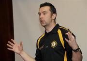 30 January 2010; Oisin McConville, speaking during the 6th annual O'Neills Ulster GAA Coaching & Games Development Conference 2010. The Conference targets coaches who are working with youth players from 13-18 years. The conference consolidates the coach education work that is ongoing within the County programmes and the Provincial Coach Development Programme. Ulster coaches are constantly refocusing and challenging their coaching practices and the speakers this year will again challenge the coaches to raise the bar. O'Neills Ulster GAA Coaching & Games Development Conference 2010,  Glenavon Hotel, Cookstown, Co. Tyrone. Picture credit: Oliver McVeigh / SPORTSFILE
