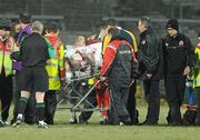 30 January 2010; Stephen O'Neill, Tyrone, leaves the field on a stretcher with a suspected broken elbow. Barrett Sports Lighting Dr. McKenna Cup Final, Donegal v Tyrone, Brewster Park, Enniskillen, Co. Fermanagh. Picture credit: Oliver McVeigh / SPORTSFILE