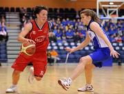 31 January 2010; Lindsay Peat, DCU Mercy, in action against Claire Rockall, Team Montenotte Hotel Cork. Women's Superleague National Cup Final 2010, Team Montenotte Hotel Cork v DCU Mercy, National Basketball Arena, Tallaght, Dublin. Picture credit: Brendan Moran / SPORTSFILE