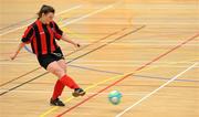 30 January 2010; Josephine Amelia Shister, Trinity, scores the winning penalty in the semi-final against CCFE. WSCAI National Futsal Plate Semi-Final 2, Trinity v CCFE, Kingfishers Sports Centre, NUIG, University Road, Galway. Picture credit: Matt Browne / SPORTSFILE
