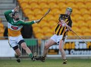 31 January 2010; John Mulhall, Kilkenny, in action against Stephen Wynne, Offaly. Walsh Cup Quarter-Final, Offaly v Kilkenny, O'Connor Park, Tullamore, Co. Offaly. Picture credit: Brian Lawless / SPORTSFILE *** Local Caption ***