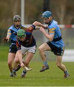 26 February 2016; Cathal McInerney, University of Limerick, in action against Padraic Guinan and Pat Hannon, right, University College Dublin. Independent.ie Fitzgibbon Cup, Semi-Final, University of Limerick v University College Dublin, Cork IT, Bishopstown, Cork. Picture credit: Piaras Ó Mídheach / SPORTSFILE