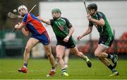 26 February 2016; Niall O'Meara, Mary Immaculate College Limerick, in action against Michael O'Malley and Diarmaid Byrnes, right, Limerick Institute of Technology. Independent.ie Fitzgibbon Cup Semi-Final, Limerick Institute of Technology v Mary Immaculate College Limerick. Cork IT, Bishopstown, Cork. Picture credit: Piaras Ó Mídheach / SPORTSFILE