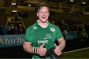 26 February 2016; Ireland's Andrew Porter celebrates following his side's victory. U20 Six Nations Rugby Championship, England v Ireland,  Kingston Park, Newcastle, England. Picture credit: Ramsey Cardy / SPORTSFILE
