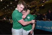 26 February 2016; Ireland's Peter Claffey, left, and Andrew Porter, following their side's victory. Six Nations Rugby Championship, England v Ireland, Kingston Park, Newcastle, England. Picture credit: Ramsey Cardy / SPORTSFILE