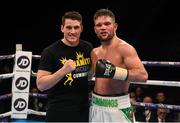 27 February 2016; Conrad Cummings and trainer Shane McGuigan after defeating Victor Garcia in their middleweight bout. Manchester Arena, Manchester, England. Picture credit: Ramsey Cardy / SPORTSFILE
