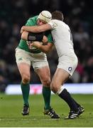 27 February 2016; Rory Best, Ireland, is tackled by George Ford, England. RBS Six Nations Rugby Championship, England v Ireland, Twickenham Stadium, Twickenham, London, England. Picture credit: Brendan Moran / SPORTSFILE