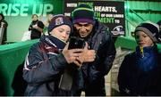 27 February 2016; Connacht head coach Pat Lam takes a selfie with fans ahead of the game. Guinness PRO12, Round 16, Connacht v Ospreys, Sportsground, Galway. Picture credit: Cody Glenn / SPORTSFILE
