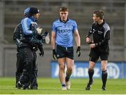 27 February 2016; Dublin's John Small is checked on by medics and referee Padraig Hughes after picking up an injury in the first half. Allianz Football League, Division 1, Round 3, Dublin v Monaghan, Croke Park, Dublin. Picture credit: Piaras Ó Mídheach / SPORTSFILE