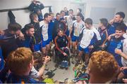 27 February 2016; Jamie Wall, Mary Immaculate College Limerick, celebrates with team mates in the dressing room after the game. Independent.ie Fitzgibbon Cup Final, Mary Immaculate College Limerick v University of Limerick, Cork IT, Cork. Picture credit: Eóin Noonan / SPORTSFILE