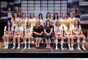 1 June 2016; Lidl National Football League Division 3 Team of the League 2016 players, top row from left, Maria Byrne, Wexford, Laura Fleming, Roscommon, Ann Daly, representing her sister Mairead Daly, Offaly, Catríona Murray, Wexford,  Roisín Gleeson, Fermanagh, Mairead Morrissey, Tipperary, Samantha Lambert, Tipperary, and Jennifer Grant, Tipperary. Seated from left, Linda Wall, Waterford, Mairead Wall, Waterford, Aileen Wall, Waterford, Marie Hickey, President of Ladies Gaelic Football, Aoife Clarke, head of communications, Lidl Ireland, Grainne Kenneally, Waterford, Maria Delahunty, Waterford, and Áine Tighe, Leitrim. Not pictured Anne O'Dwyer, Tipperary. The Lidl Teams of the League were presented at Croke Park with 60 players recognised for their performances throughout the 2016 Lidl National Football League Campaign. The 4 teams were selected by opposition managers who selected the best players in their position with the players receiving the most votes being selected in their position. Croke Park, Dublin. Photo by Cody Glenn/Sportsfile