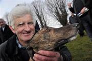 3 February 2010; Trainer Johnny Carroll with Lisloose Accord after winning the Hotel Minella Oaks. 85th National Coursing Meeting - Wednesday, Powerstown Park, Clonmel, Co. Tipperary. Picture credit: Brian Lawless / SPORTSFILE