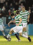 3 February 2010; Eric McGill, Drogheda United, in action against James Forest, Glasgow Celtic XI. Pre-Season Friendly, Drogheda United v Glasgow Celtic XI, United Park, Drogheda, Co. Louth. Photo by Sportsfile