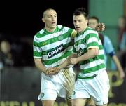 3 February 2010; Glasgow Celtic XI's Paul McGowan, right, is congratulated by team-mate Scott Brown after scoring his side's third goal. Pre-Season Friendly, Drogheda United v Glasgow Celtic XI, United Park, Drogheda, Co. Louth. Photo by Sportsfile