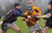 4 February 2010; Alan O Comain, St Patrick's College, in action against Maithiu O Rut, UL. Ulster Bank Fitzgibbon Cup Round 1, University of Limerick v St Patrick's Training College, University of Limerick, Limerick. Picture credit: Diarmuid Greene / SPORTSFILE