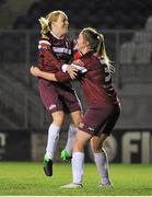 27 February 2016; Chloe Maloney, right, Galway WFC, celebrates scoring her sides first goal with teammate Méabh De Búrca. Continental Tyres Women's National League, Galway WFC v Cork City WFC, Eamon Deacy Park, Galway. Picture credit: Sam Barnes / SPORTSFILE