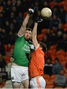 27 February 2016; Sean Quigley, Fermanagh, in action against Charlie Vernon, Armagh. Allianz Football League, Division 2, Round 3, Armagh v Fermanagh, Athletic Grounds, Armagh. Picture credit: Oliver McVeigh / SPORTSFILE