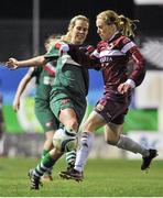 27 February 2016; Barbara O'Connell, Cork City WFC, in action against Méabh De Búrca, Galway WFC. Continental Tyres Women's National League, Galway WFC v Cork City WFC, Eamon Deacy Park, Galway. Picture credit: Sam Barnes / SPORTSFILE