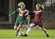 27 February 2016; Méabh De Búrca, Galway WFC, in action against Ciara Desmond, Cork City WFC. Continental Tyres Women's National League, Galway WFC v Cork City WFC, Eamon Deacy Park, Galway. Picture credit: Sam Barnes / SPORTSFILE