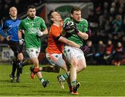 27 February 2016; Aidan Breen, Fermanagh, in action against Mark Shields, Armagh. Allianz Football League, Division 2, Round 3, Armagh v Fermanagh, Athletic Grounds, Armagh. Picture credit: Oliver McVeigh / SPORTSFILE