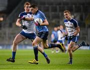 27 February 2016; Paddy Andrews, Dublin, in action against Kieran Duffy and Colin Walshe, right, Monaghan. Allianz Football League, Division 1, Round 3, Dublin v Monaghan, Croke Park, Dublin. Picture credit: Dean Cullen
