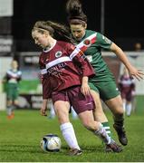 27 February 2016; Aisling Meaney, Galway WFC, in action against Angie Carry, Cork City WFC. Continental Tyres Women's National League, Galway WFC v Cork City WFC, Eamon Deacy Park, Galway. Picture credit: Sam Barnes / SPORTSFILE