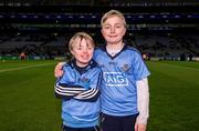 27 January 2016; Allianz mascots Mark Butler, left, and his brother Christopher, from Bayside N.S., before the game. Allianz Football League, Division 1, Round 3, Dublin v Monaghan. Croke Park, Dublin. Picture credit: Ray McManus / SPORTSFILE