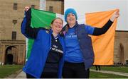 28 February 2016; Leinster supporters Rebecca Leggiet, left, and Mary McKeever, both from Dundrun, pose for a photo infront of the Galleria Nazional Parma ahead of the match. Guinness PRO12, Round 16, Zebre v Leinster, Stadio Sergio Lanfranchi, Parma, Italy. Picture credit: Seb Daly / SPORTSFILE