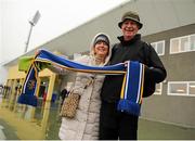28 February 2016; Leinster supporters Annie and David Goss from Terenure, Dublin, pose for a photo outside of the stadium ahead of the match. Guinness PRO12, Round 16, Zebre v Leinster, Stadio Sergio Lanfranchi, Parma, Italy. Picture credit: Seb Daly / SPORTSFILE