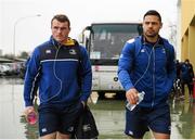 28 February 2016; Leinster's Peter Dooley, left, and Ben Te'o, right, arrive at the stadium ahead of the match. Guinness PRO12, Round 16, Zebre v Leinster, Stadio Sergio Lanfranchi, Parma, Italy. Picture credit: Seb Daly / SPORTSFILE