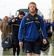 28 February 2016; Leinster's Peadar Timmins arrives at the stadium ahead of the match. Guinness PRO12, Round 16, Zebre v Leinster, Stadio Sergio Lanfranchi, Parma, Italy. Picture credit: Seb Daly / SPORTSFILE