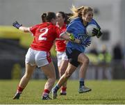 28 February 2016; Nicole Owens, Dublin, in action against Marie Ambrose, Cork. Lidl Ladies Football National League, Division 1, Dublin v Cork, Parnell Park, Dublin. Picture credit: Ramsey Cardy / SPORTSFILE