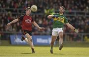 28 February 2016; Bryan Sheehan, Kerry, in action against Joe Murphy, Down. Allianz Football League, Division 1, Round 3, Down v Kerry, Páirc Esler, Newry, Co. Down. Picture credit: Brendan Moran / SPORTSFILE