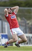 28 February 2016; Peter Kelleher, Cork, reacts after missing a goal-scoring opportunity during the final seconds of the first half. Allianz Football League, Division 1, Round 3, Cork v Roscommon. Páirc Uí Rinn, Cork. Picture credit: Diarmuid Greene / SPORTSFILE