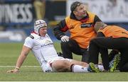 28 February 2016; Luke Marshall, Ulster is seen to by medics. Guinness PRO12 Round 16, Cardiff Blues v Ulster, BT Sport Cardiff Arms Park, Cardiff, Wales. Picture credit: Chris Fairweather / SPORTSFILE