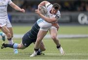 28 February 2016; Sam Arnold, Ulster, is tackled by Rhys Patchel, Cardiff Blues. Guinness PRO12 Round 16, Cardiff Blues v Ulster, BT Sport Cardiff Arms Park, Cardiff, Wales. Picture credit: Chris Fairweather / SPORTSFILE