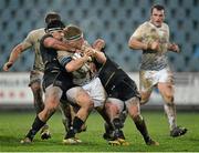 28 February 2016; James Tracy, Leinster, is tackled by Johan Meyer and Oliviero Fabiani, Zebre. Guinness PRO12, Round 16, Zebre v Leinster, Stadio Sergio Lanfranchi, Parma, Italy. Picture credit: Seb Daly / SPORTSFILE