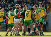 28 February 2016; Players from both sides involved in an incident in the second half after a penalty that was awarded to Mayo as Diarmuid O'Connor goes to ground. Allianz Football League, Division 1, Round 3, Donegal v Mayo, MacCumhaill Park, Ballybofey, Co. Donegal. Picture credit: Oliver McVeigh / SPORTSFILE