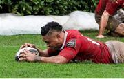 28th February 2016; Munster's Franic Saili goes over to score his sides second try of the game. Benetton Treviso v Munster - Guinness PRO12 Round 16.Stadio Monigo, Treviso, Italy. Picture credit: Daniele Resini / SPORTSFILE