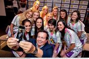 1 June 2016; Marty Morrissey takes a selfie with Division 1 players during the Lidl Ladies Teams of the League Award Night. The Lidl Teams of the League were presented at Croke Park with 60 players recognised for their performances throughout the 2016 Lidl National Football League Campaign. The 4 teams were selected by opposition managers who selected the best players in their position with the players receiving the most votes being selected in their position. Croke Park, Dublin. Photo by Cody Glenn/Sportsfile