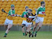 31 January 2010; Richie Hogan, Kilkenny, in action against Canice Hickey, left, and Rory Hanniffy, Offaly. Walsh Cup Quarter-Final, Offaly v Kilkenny, O'Connor Park, Tullamore, Co. Offaly. Picture credit: Brian Lawless / SPORTSFILE *** Local Caption ***