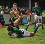 5 February 2010; Joy Neville, Ireland, scores a try against Italy. Women's Six Nations Rugby Championship, Ireland v Italy, Ashbourne RFC, Ashbourne, Co. Meath. Picture credit: Barry Cregg / SPORTSFILE