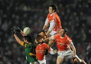 6 February 2010; David Bray, Meath, in action against Brendan Donaghy and Andy Mallon, right, Armagh. Allianz GAA Football National League, Division 2, Round 1, Meath v Armagh, Pairc Tailteann, Navan, Co. Meath. Picture credit: Pat Murphy / SPORTSFILE