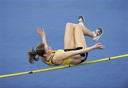 6 February 2010; Roisin Howard, Bandon A.C., knocks the bar during the Senior Women's High Jumps at the first day of the the Woodie’s DIY Senior Indoor Championships. Odyssey Arena, Belfast, Antrim. Picture credit: Stephen McCarthy / SPORTSFILE