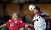 10 April 2001; Clive Delaney of UCD in action against Richie Foran of Shelbourne during the Eircom League Premier Division match between UCD and Shelbourne at Belfield in UCD, Dublin. Photo by David Maher/Sportsfile