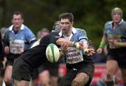 14 April 2001; Willie Rouane of Galwegians is tackled by Rhys Botha of Ballymena during the AIB League Division One match between Ballymena and Galwegians at Ballymena Rugby Club in Antrim. Photo by Matt Browne/Sportsfile