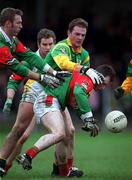 8 April 2001; Fergal Costello of Mayo is tackled by Darren Fay of Meath during the Allianz GAA National Football League Division 1B match between Mayo and Meath at James Stephen's Park in Ballina, Mayo. Photo by Brendan Moran/Sportsfile